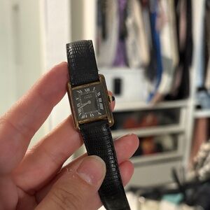 Cartier Gold and Black Leather Watch